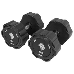 Par De Dumbbells 18kg Lion Monobloco Em Aço Maciço Injetado