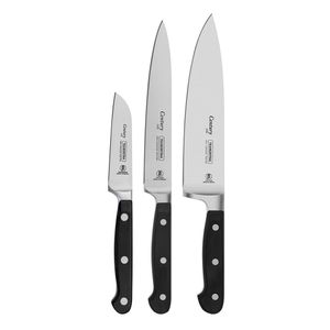 Jogo De Faca 3pçs Century Preto Aço Inox Tramontina