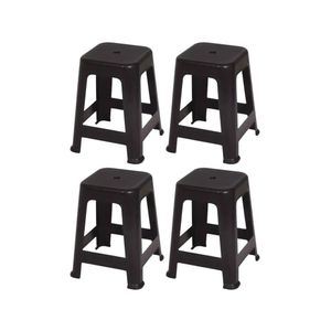 Kit 4 Banqueta Plástico Empilhável Cozinha Preto Mor