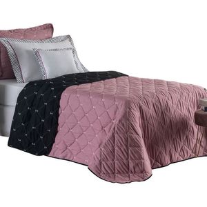 Kit Cobre Leito Dupla Face Solteiro Bordado Renove Hipercal 400 Fios (3010) rosa