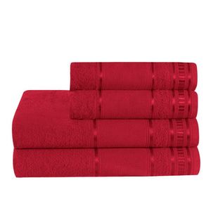 Jogo De Toalha De Banho 4 Peças Premium Vermelho Veludo