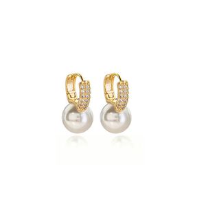 Brinco Argola Lili Com Pérola E Zirconias Banhado Ouro 18k