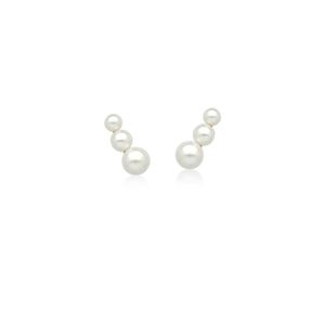 Brinco Ear Cuff Astrid Com Três Pérolas Banhado Em Ouro 18k
