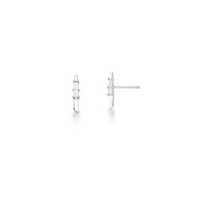 Brinco Palito Com Zirconia Baguete Banhado Em Ródio