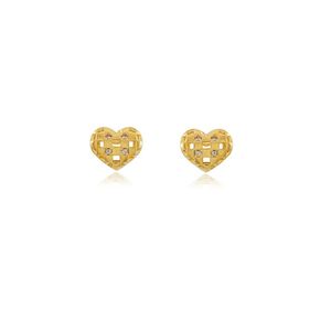 Brinco De Coração Romantico Com Zirconias Banhado Em Ouro 18k