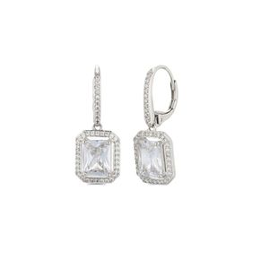 Brinco De Argola Grace Com Pingente Em Zirconia Banhado Em Ródio
