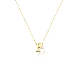 Colar Com Pingente De Letra Inicial F Com Ponto De Luz Banhado Em Ouro 18k Cordão