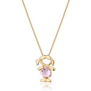 Colar Com Pingente De Filha Menina Com Cristal Rosa Banhado Em Ouro 18k Filhos