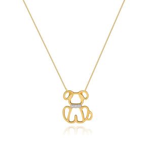Colar Pingente De Cachorro Com Zirconias Banhado Ouro Semijoia