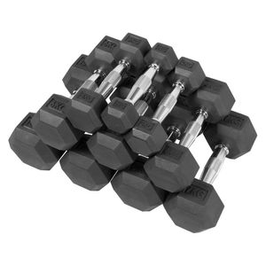 Jogo Halter Lion Sextavado Kit 1 A 10 Kg Aço Cromado Injet