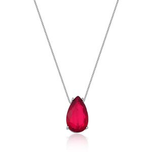 Colar De Gota Cristie Cristal Cor Rubi Em Ródio 2cm-semijoia