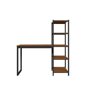Home Office Fit Com Prateleira Preto Canela Rustico 5