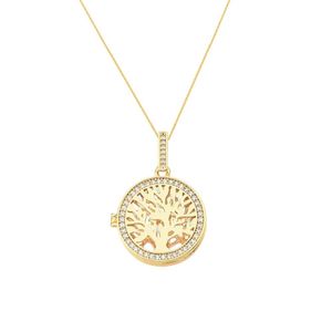 Colar Relicário árvore Da Vida Banhado Em Ouro 18k Com Zirconias - Corrente 45cm + 5cm