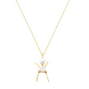 Colar Com Pingente De Filha Menina Com Cristal Branco Banhado A Ouro Filhos