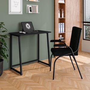 Mesa De Estudo Portátil Quarto Sala Dobrável Em Aço Fit Preto