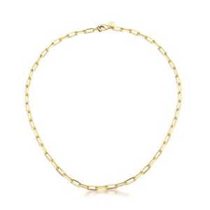 Corrente Com Elos Retangulares Lisos Banhado Em Ouro 18k - 45cm Com 5cm De Extensor