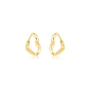 Argola De Coração Média Lisa Banhada Em Ouro 18k