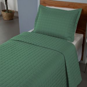 Kit Cobre Leito Matelado Copacabana 2 Peças Solteiro 100% Poliéster Percal 300 Fios - Verde