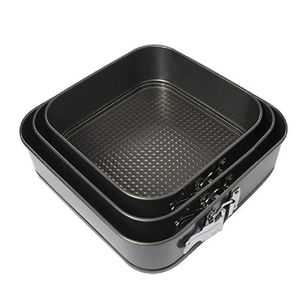 Kit 3 Forma Bolo Torta Fundo Removivel Assadeira Quadrada Antiaderente Multiuso Preto Fosco