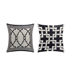 Capa Para Almofada Grécia 1 Peça 45cm X 45cm 60% Algodão - 40% Poliéster Tecido Jacquard Com Zíper - Preto