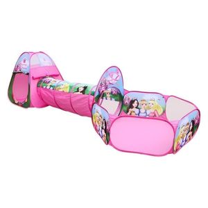 Barraca Infantil Com Túnel E Cercadinho Tenda Cabaninha 3 Em 1 Rosa Princesas