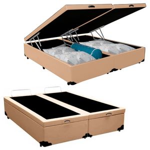Cama Box Baú King Bipartido Sintético Sereneprime 192x203x44 Bege