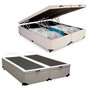 Cama Box Baú King Bipartido Sintético Sereneprime 192x203x44 Branco