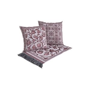 Kit Peseira Grécia 5 Peças Queen 60% Algodão - 40% Poliéster Tecido Jacquard Acompanha Almofadas Cheias - Vinho