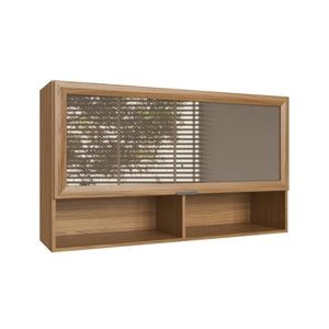 Armário Aéreo de Cozinha em Mdf Com 1 Porta em Vidro Reflecta 1,20m Hera Decibal Naturalle