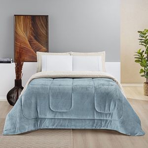 Coberdrom Pele De Carneiro Sherpa Everest King 01 Peça - Quartzo Azul