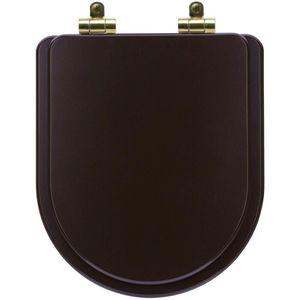 Assento Sanitário Poliéster Soft Close Nuova Marrom Fosco Para Vaso Deca Com Ferragem Dourada