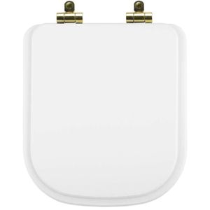 Assento Sanitário Poliéster Soft Close Piano Branco Para Vaso Deca Com Ferragem Dourada
