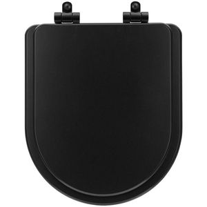 Assento Sanitário Poliéster Soft Close Smart Onix (preto Fosco) Para Vaso Celite Com Ferragem Preta