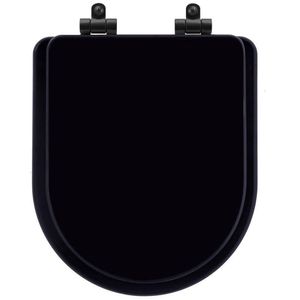 Assento Sanitário Poliéster Soft Close Nuova Preto Para Vaso Deca Com Ferragem Preta