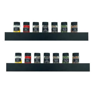 Kit 2 Prateleiras Porta Temperos 50 X 10cm Preto