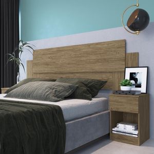 Cabeceira Com 2 Mesas De Apoio Garnet Decibal Wood