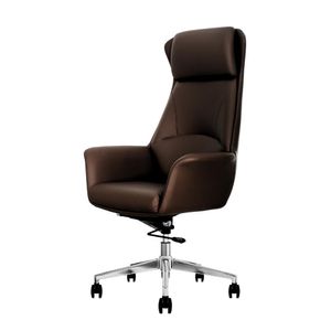 Cadeira De Escritório Home Office Presidente Atlanta Marrom Base Giratória Cromada Marrom