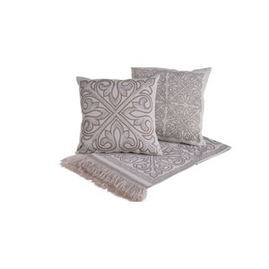 Kit Xale Para Sofá Com Franja Grécia 5 Peças 1,35m X 1,35m 60% Algodão 40% Poliéster Tecido Jacquard - Cáqui