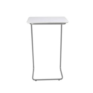 Mesa De Apoio Lateral Para Sofá Com Base De Metal Tampo Off White - Cromado