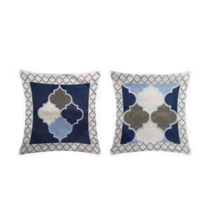 Capa Para Almofada Grécia 1 Peça 45cm X 45cm 60% Algodão 40% Poliéster Tecido Jacquard Com Zíper - Azul