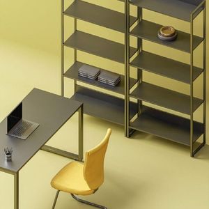 Estante Alta Iron Com Em Aço Tubular E Tampo Em Mdp Bp De 25cm Nogal/preto