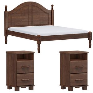 Cama Queen 02 Mesas De Cabeceira Madeira Maciça Milani Store Cafe