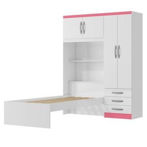 Guarda Roupa Com Cama 4p 3g Lis Rg023 Rosa Flex Mxm