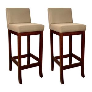 Conjunto 02 Banquetas Média Em Madeira Maciça Nápoles Pinhão