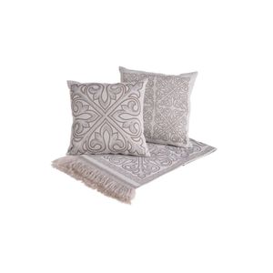 Kit Peseira Grécia 5 Peças King 60% Algodão 40% Poliéster Tecido Jacquard Acompanha Almofadas Cheias - Cáqui