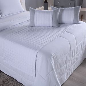 Kit Peseira Copacabana 5 Peças Queen Percal 300 Fios Acompanha Almofadas Cheias 100% Poliéster - Branco