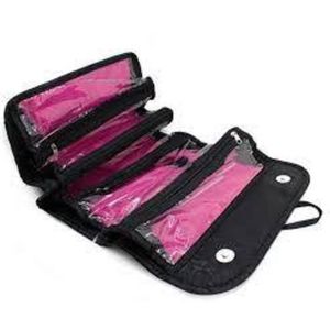 Necessaire De Viagem Maleta Frasqueira Bolsa Rolinho Organizador De Cosmeticos Maquiagem Portatil Cor:preto