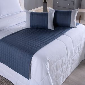 Kit Peseira Copacabana 5 Peças King Percal 300 Fios Acompanha Almofadas Cheias 100% Poliéster - Azul