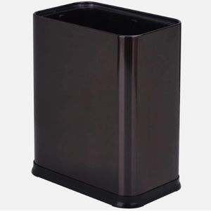 Lixeira Escritorio Inox Preta 10 Litros Cesto Lixo 10l Aberto Black Aro Banheiro Cozinha Sem Tampa Luxo