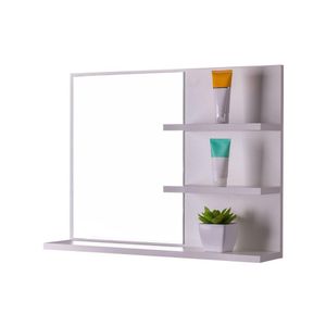 Espelho Para Banheiro Com Prateleiras Lugano Branco 60 X 45cm